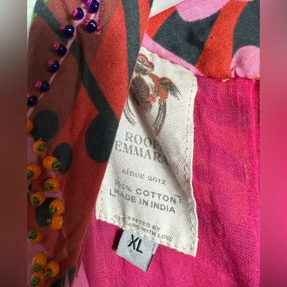 Roopa Pemmaraju X Anthropologie Floral Maxi Halter Beaded Colorful Dress Size XL - Picture 11 of 17